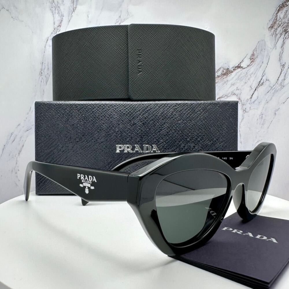 New PRADA Sunglasses Black Butterfly Cat Eye Logo Symbole Logo New - Picture 1 of 16